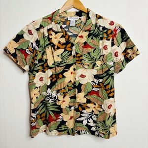Vintage Hawaiian Women’s Button Down Short Sleeve Shirt Cathy Daniels 90’s Surf